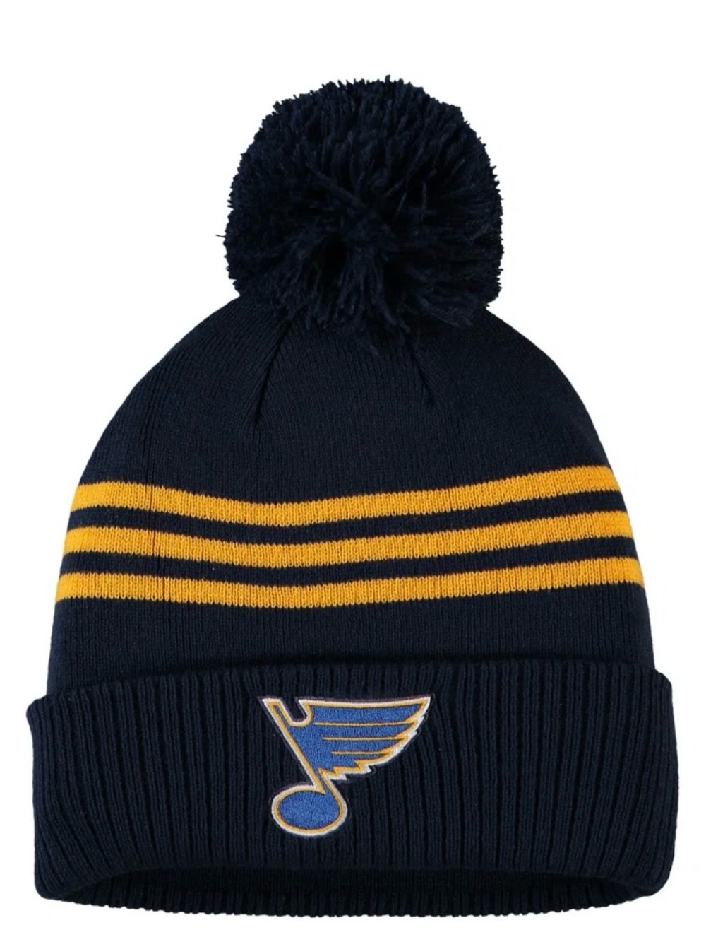 St. Louis Blues adidas Locker Room Three Stripe Cuffed Knit Hat with Pom NWT